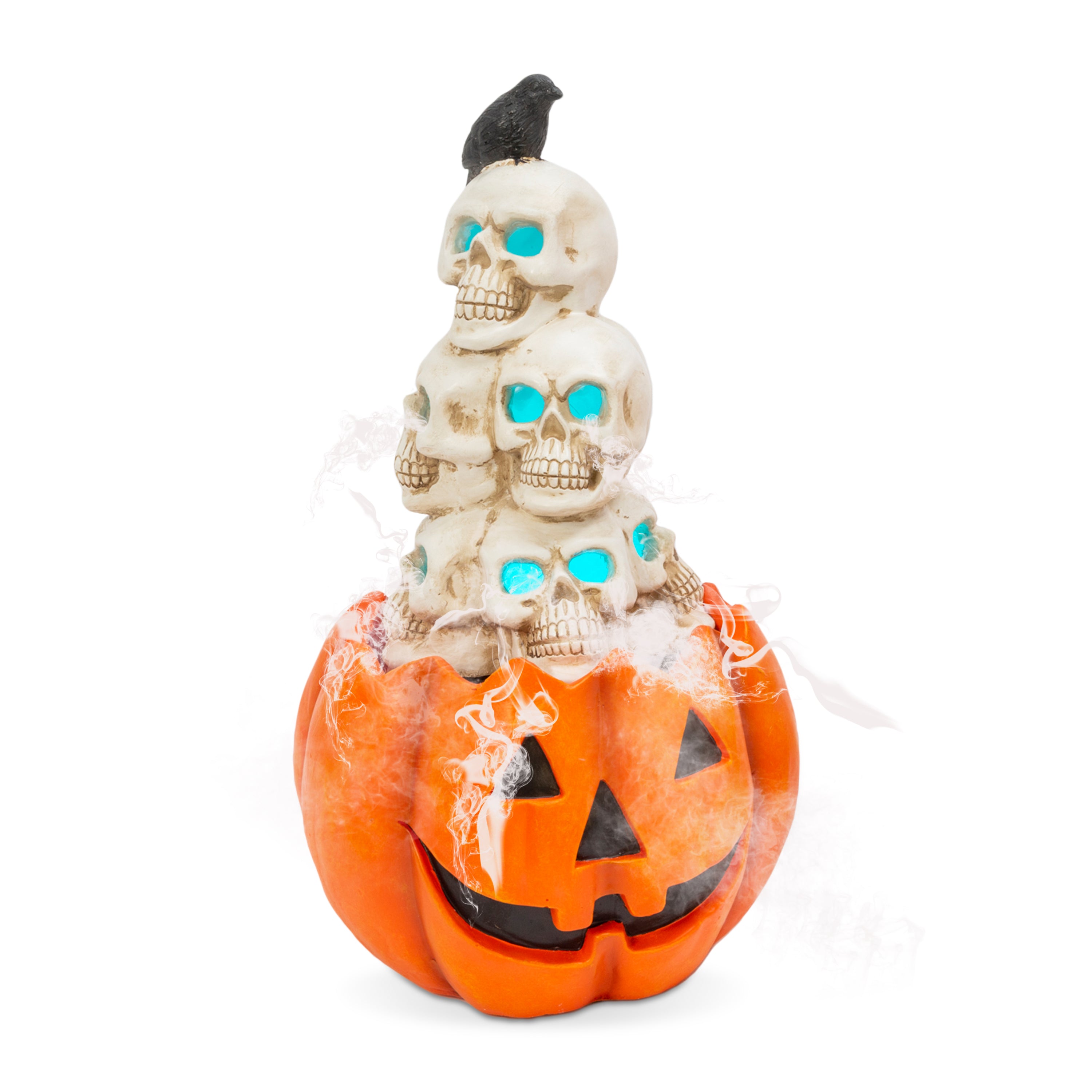 Smoking Skulls on Top of Jack O Lantern with Lights